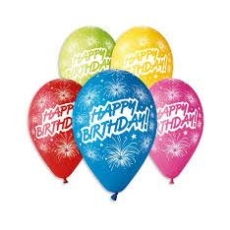 BALONY HAPPY BIRTHDAY FAJERWERKI 12"/5szt.URODZINY-2277