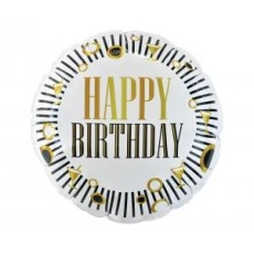 Balon foliowy Happy Birthday (B&G Party), paski-8479