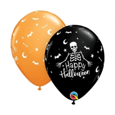 Balon Happy Halloween 11" Kościotrup, 25 sztuk-8733