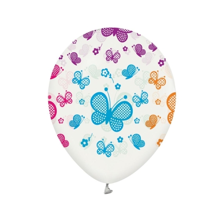 BALONY KOLOROWE MOTYLKI 12",5SZT,URODZINY-4963