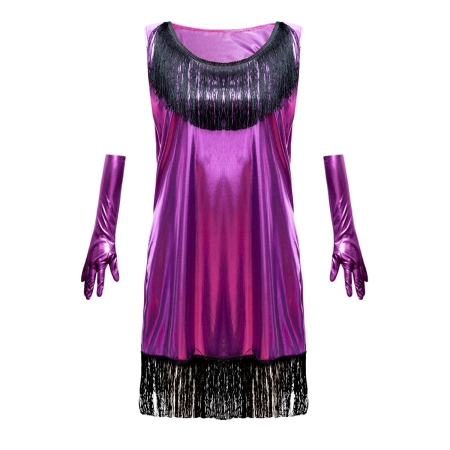 SUKIENKA FIOLETOWA LATA 20 S/M  FLAPPER RETRO-6080