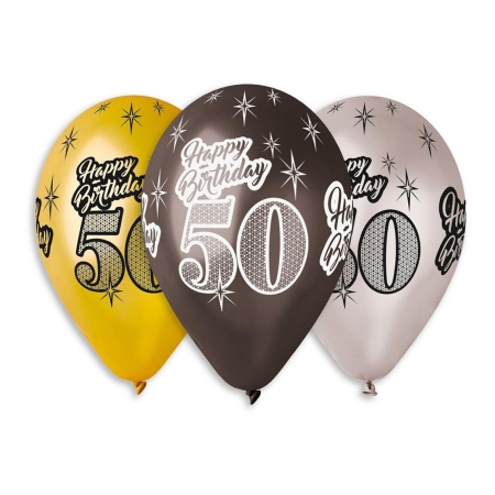 BALONY 50-TE URODZINY HAPPY BIRTHDAY 12"/6szt.-7159