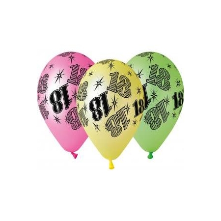 BALONY PREMIUM  18" FLUOR MIX 12"/5szt-7992