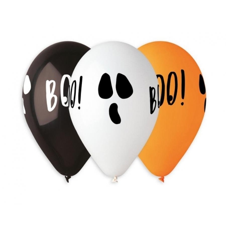 Balony Halloween BOO 13",5szt. Kolorowe,Czary-8744